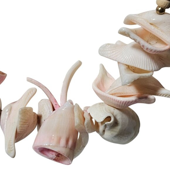 Vintage Hawaiian Shell Necklace Wood Beads Beach Core Seashell Fashion Jewelry - Picture 4 of 7